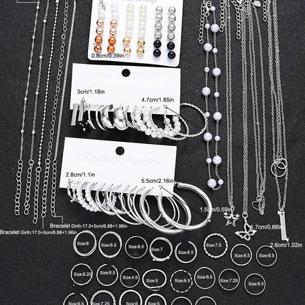 91 Pcs Elegant Vintage Jewelry Set Vintage Multi Layered Necklaces, Dangling Earrings, Rings, Bracelet for Women Gifts 2024 New