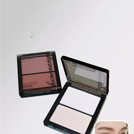 Face Brightening Highlighter,2 Colors Matte Platte Dry and Wet Natural Brightening Setting Powder,High Gloss Face Comestics