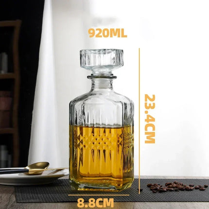 Whiskey Decanter for Liquor Scotch Bourbon with Airtight Stopper, Classical Party Barware, Lead-Free