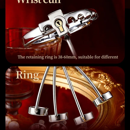 1set, Ring handcuffs, Stainless steel ring,, Screw adjustment, BDSM Bondage sex toy, adult pleasure, sexual wellness, sex toys