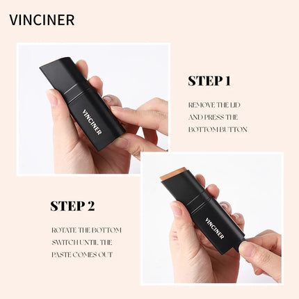 VINCINER Matte Stick Foundation Cream Long-Wear Waterproof Covers Dark Circles Full Coverage Concealer Stick for Base Makeup