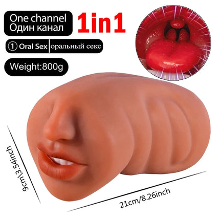 3 in 1 Blowjob Artificial Vaginal for Men Sucking Penis Rubber Vagina Pocket Pussy Simulate Real Oral Sex Love Mouth Anal Anus