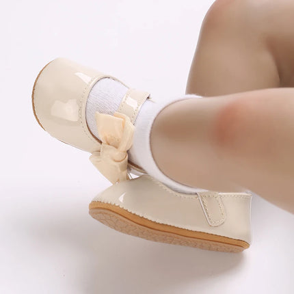 Spring and Autumn Red Comfortable Bow Detail Women's Baby Shoes for Newborns and Girls