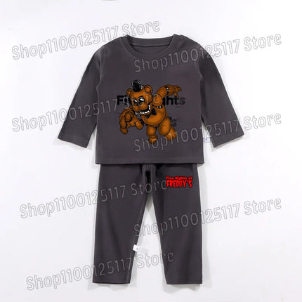 FNAF Pajamas Pants Set Children Thermal Underwear Suit Anime Five Nights at Freddy's Cool Clothing Suits Boys Girls Loungewear Gift