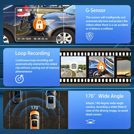 WIFI Car Dash Cam 4 Channel Black Box Driving Camera FHD 1080P Front Left Right Rear Night Vision Loop Recording Hardwire kit