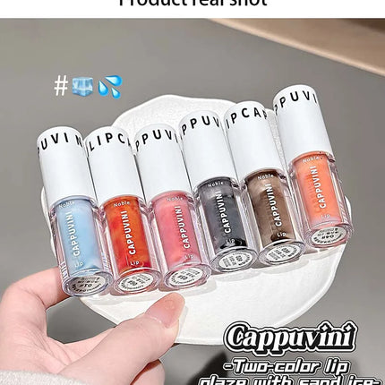 Clear Transparent Grey Purple Lip Gloss Hydrating Drying Lips Mirror Lip Glaze Tint Plumper Moisturizing Crystal Lip Oil Makeup