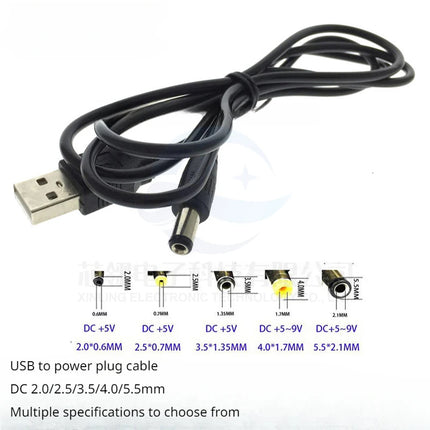 Hot Selling USB to DC5.5/2.0/2.5/3.5/4mm USB Power Cord DC5V Charging Cable Round Hole 1.2 Meters