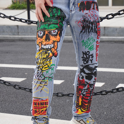 High Street Bestseller  Fashionable Print  Trendy Men's Jeans  Popular In Multiple Countries  On Sale With Free Shipping