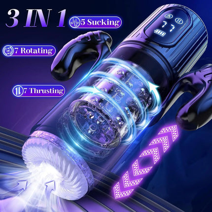 High Speed Automatic Thrusting Rotating Piston Stroker Masturbator Telescopic Vagina Blowjob Masturbation Sex Toys for Men 18
