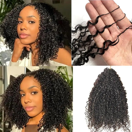28 30 Inch Afro Kinky Curly Human Hair Crochet Knotless Pre-Separated Feather Light Crochet Human Hair Extensions 60g/Pack