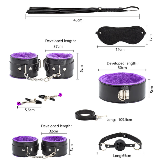 BDSM Kits Adults Sex Toys For Women Men Handcuffs Nipple Clamps Whip Spanking Sex Metal Anal Plug Vibrator Butt Bdsm Bondage Set