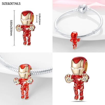 Plata De Ley 925 Silver Marvel Anime Lron Man Deadpool Wolverine Charms Beads Original Women Bracelets Pendant DIY Jewelry Gifts