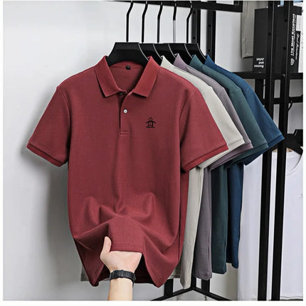 High end brand polo shirt men's short sleeved penguin embroidered top summer new 100% cotton comfortable business casual T-shirt