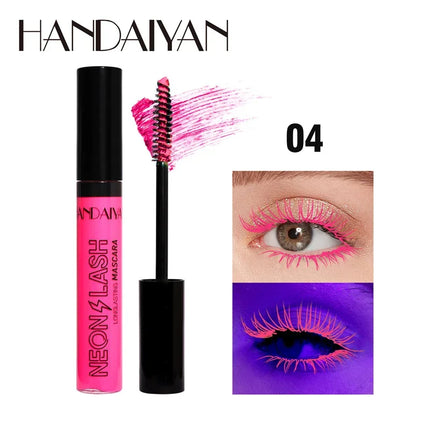 Fluorescence Mascara Waterproof No Blooming Fast Dry Colorful Neon Eyelashes Curling Yellow Blue Lengthens Eye Lashes Cosmetics
