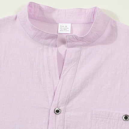 Men's Lightweight Shirts Long Sleeve Henley Cotton Linen Shirts for Male Beach Hawaiian V-neck Top Breathable Polo Shirts top
