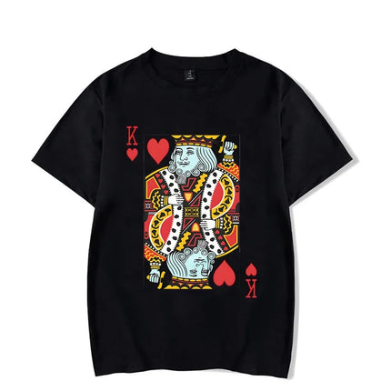 Cards Heart K/Q Graphic T Shirts Couples Y2k Fashion Queen King Tees Harajuku Funny Boyfriend Girlfriend Tee Loves Shirt
