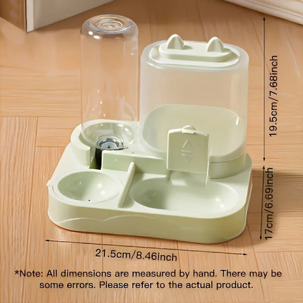 2-in-1 Large Capacity Cat Automatic Feeder, Water Dry Wet Separation Design No Battery Required - For Cats Small Dogs