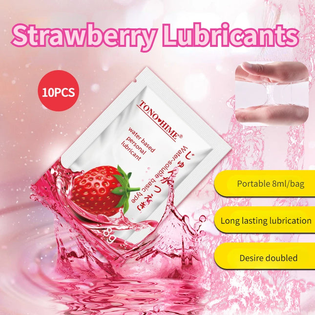 10PCS Oral Sex Fruit Strawberry Orange Peach Flavor Lubricant for Adult Couple Vaginal Anal Sex Water-soluble Lubricant Sex Toys