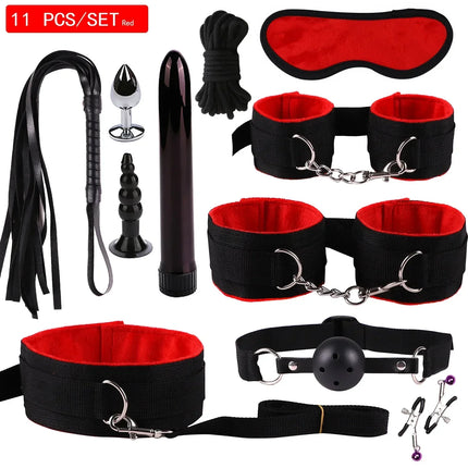 Leather Bondage Set BDSM Fetish Handcuffs Collar Erotic Toys Women Couples Adult Play Erotico Sexy Toys Sex Toys for Women Slave