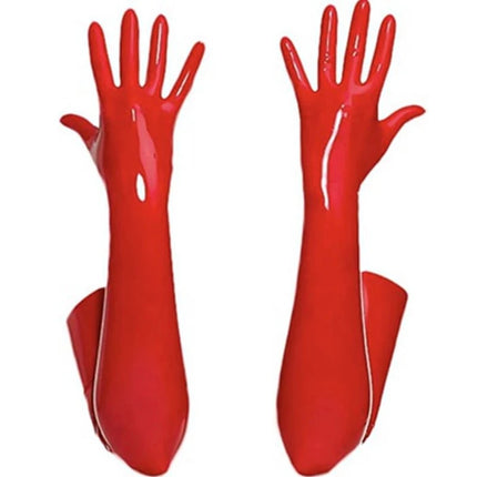New Women Shiny Faux Leather unisex Black Long Gloves Men Latex Fetish Patent Leather Full Fingers Elbow Glove Cosplay Accessory