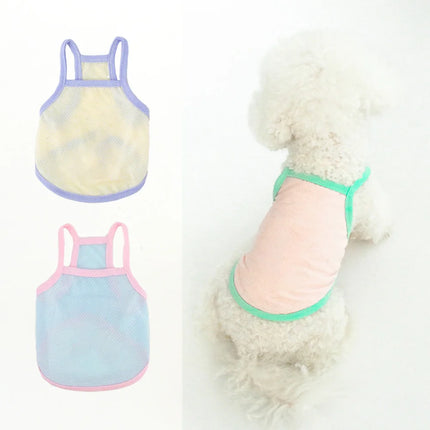 Pet Summer Breathable Ice Silk Cooling Strap Dog Cool and Comfortable Cool Clothes Solid Color Simple Dog Clothes