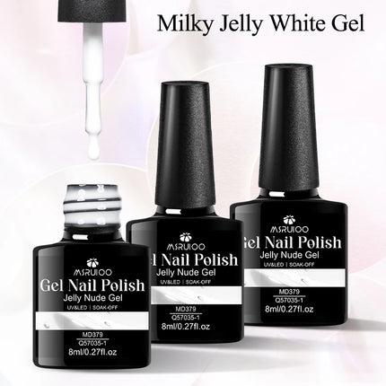 8ml Jelly Milky White Gel Nail Polish Translucent Pure Color UV Gel Polish Semi Permanent Soak Off Varnish Manicure Nail Art DIY