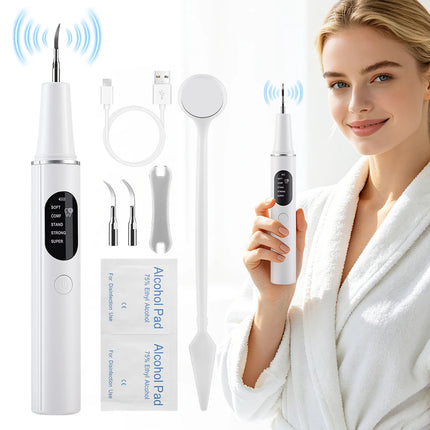 Ultrasonic Dental Scaler 5 Modes Plaque Tartar Remover for Teeth Rechargeable Electric Tooth Cleaner Calculus Cleaning Kit Home