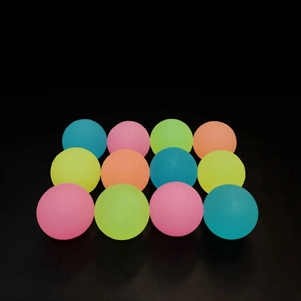 12PCS Glow in the Dark Bouncing Balls Bulk 30mm Small Bouncy Balls Luminous Funny Colorful Party Favors Birthdays Gift