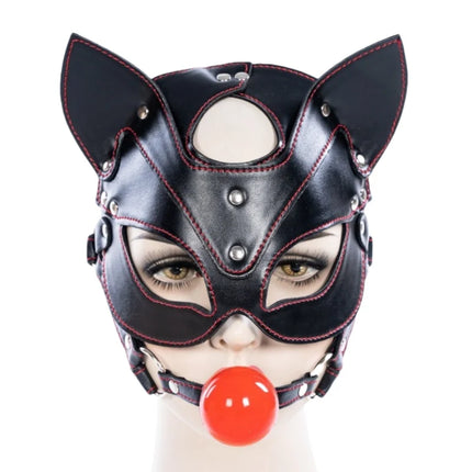 Sexy Allure Fox Eye Mask with Fetish BDSM Adult Harness Oral Flail Mouth Plug for Couple Slave Restraint Games Sex Gag Toy