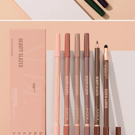 6pcs Matte Dual-Ended Lip Liner Pencils Set Long-Lasting Non-Drying Perfect for Lining Filling Lips Versatile for All Skin Typ