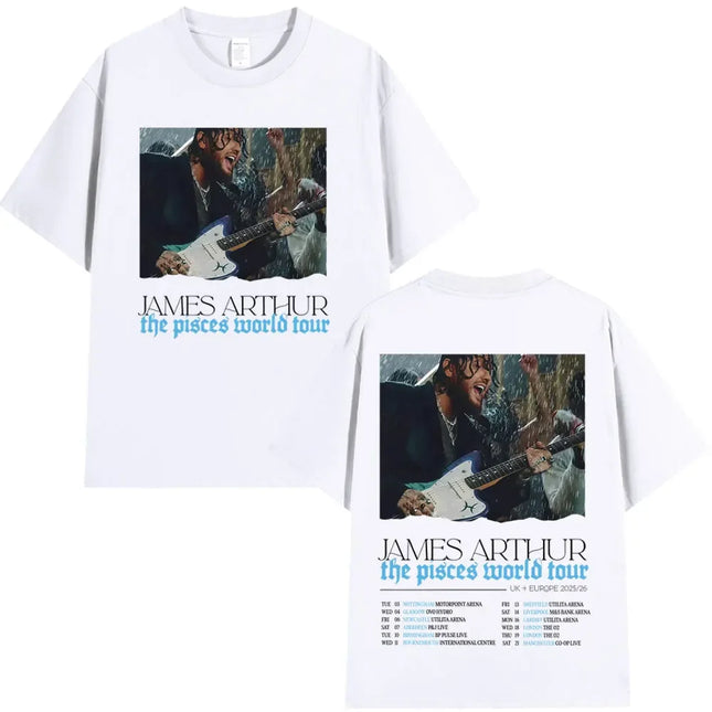 2026 Summer James Arthur Pisces World Tour Pattern T-shirt Summer Men's Hip Hop Retro Cotton Loose Casual Street Y2K T-shirt