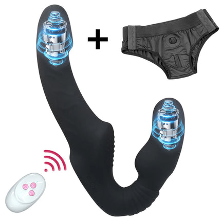 Strapless Strap on Dildo Vibrators for Women Double Head Vibrating Penis Dildo for Lesbian Erotic Adult Sex Toys for Couples 18+