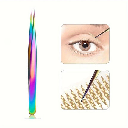Precision Stainless Steel Eyelash Tweezers for Eyelash Extensions Nail Stickers And Rhinestones Straight Curved And Pointed