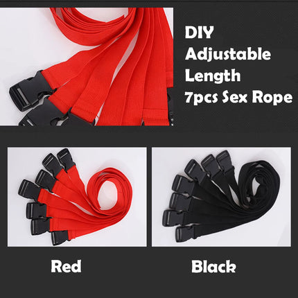 Adult SM Sex Rope BDSM Handcuff Bondage Gear Female Body Restraint 7Pcs/Set Strap System Adult Couple Erotic Games Sex Products