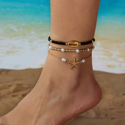 Elegant Daisy Flower Anklets for Women Bohemian Blue Turkish Eyes Elephant Metal Chain Ankle Bracelet Summer Beach Foot Jewelry