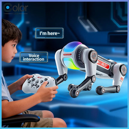 Stunt Smart Remote Control Robot Dog Ai Voice Controlled Dual Remote Programmable Flip Stunt Interactive Toy For Boys Kids