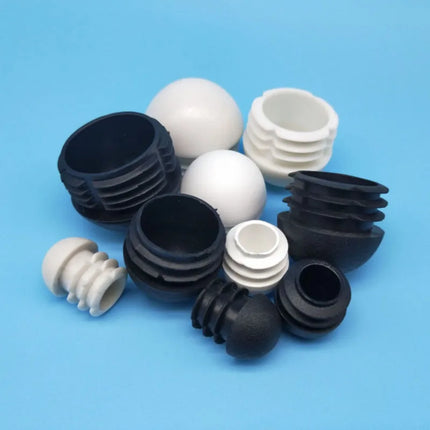 Black/White Plastic Round Pipe Plug Tube Non-Slip Chair Leg Foot Dust Cover Domed End Caps Floor Protector Pad Dia 13mm-40mm
