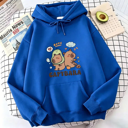Funny Cartoon Capybara Print Hoodie Women/Men Kawaii Tops Sweatshirt for Girls Unisex Fashion Harajuku Graphic Hooded Pullovers