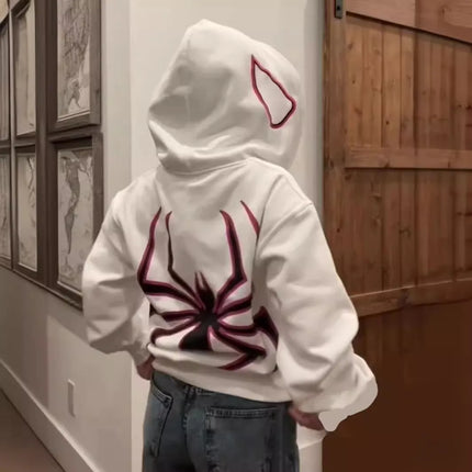 European and American Halloween Personalized Men's and Women's Sweatshirts and HoodiesY2KCouple Large Size Spider-Manzip hoodie