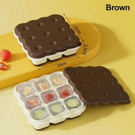 Cartoon 9 Grid Ice Cube Tray, Food Grade PP Ice Mold With Lid Household Freezer Ice Making Tool