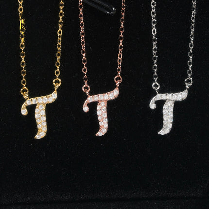 Iced Out Pendant Necklace  925 Silver Initial VVS Moissanite Letter Pendant Link Chain Necklace A-Z  for Men Women