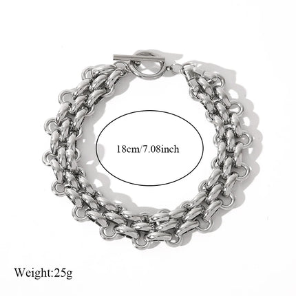 EILIECK 316L Stainless Steel Silver Color Cuban Chain Statement Necklace Bracelet Set Charm Fashion Women Waterproof Jewelry Set