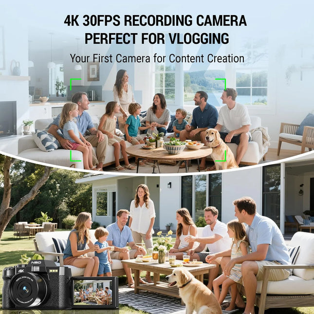NBD Compact Digital Photography Camera4K Wireless Network Camera Retro Vlog Recorder YouTube 48MP Camera 3"flip Screen