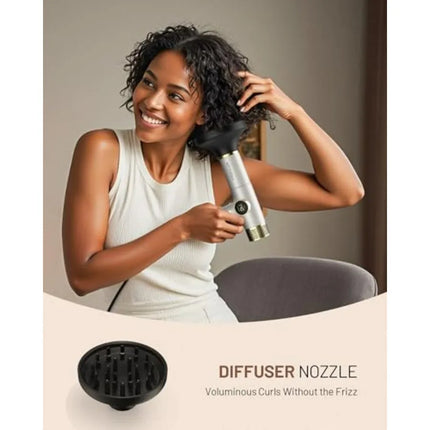 Travel hair dryer for curly hair, infrared ionic ceramic, black/white, 2000W fast drying, lightweight low-noise dual voltage wi