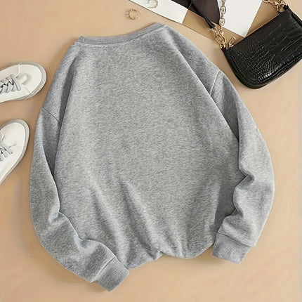 2025 Women's Casual BROOKLYN Print Pullover Sweatshirt Long Sleeve Round Neck Regular Fit for Autumn Winter Women Clothing