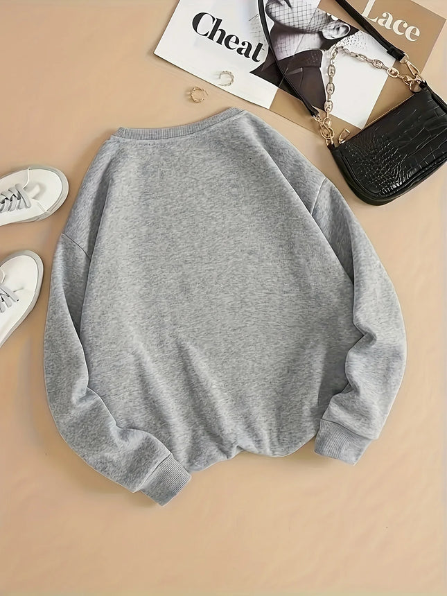 2025 Women's Casual BROOKLYN Print Pullover Sweatshirt Long Sleeve Round Neck Regular Fit for Autumn Winter Women Clothing