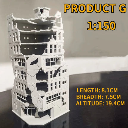 1:150 1:100 N Scale Battle Damaged Building Assembly Model Toys Military Scene Layout Materials Diorama Kits 1Pcs