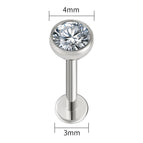 Ti 4mm CZ / Plug & Tunnel Jewelry / 16G 1.2x10mm|Body|Round