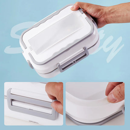 Electric Lunch Box 40W 1.2L 304 Stainless Steel Fast Heating Food Box Portable Lunch Warmer with Fork Spoon for Car Truck Office