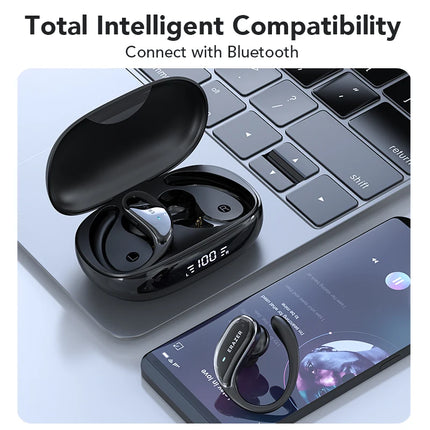 XT80 Bluetooth 5.3 Earphones True Wireless Headphones with Mic Button Control Noise Reduction Earhooks Waterproof Headset